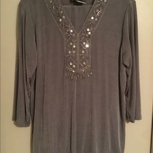 Gray pantsuit